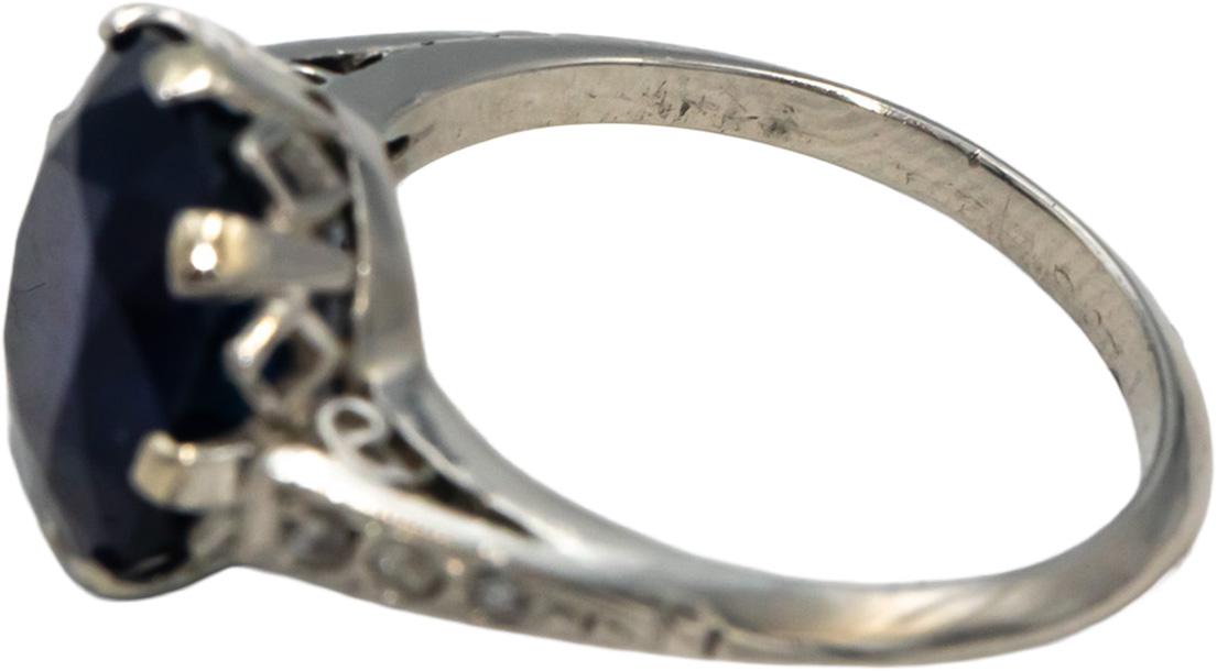 GIA Vintage Antique Platinum Sri Lanka Sapphire & Diamond Ring 8.14CT Size 7.25