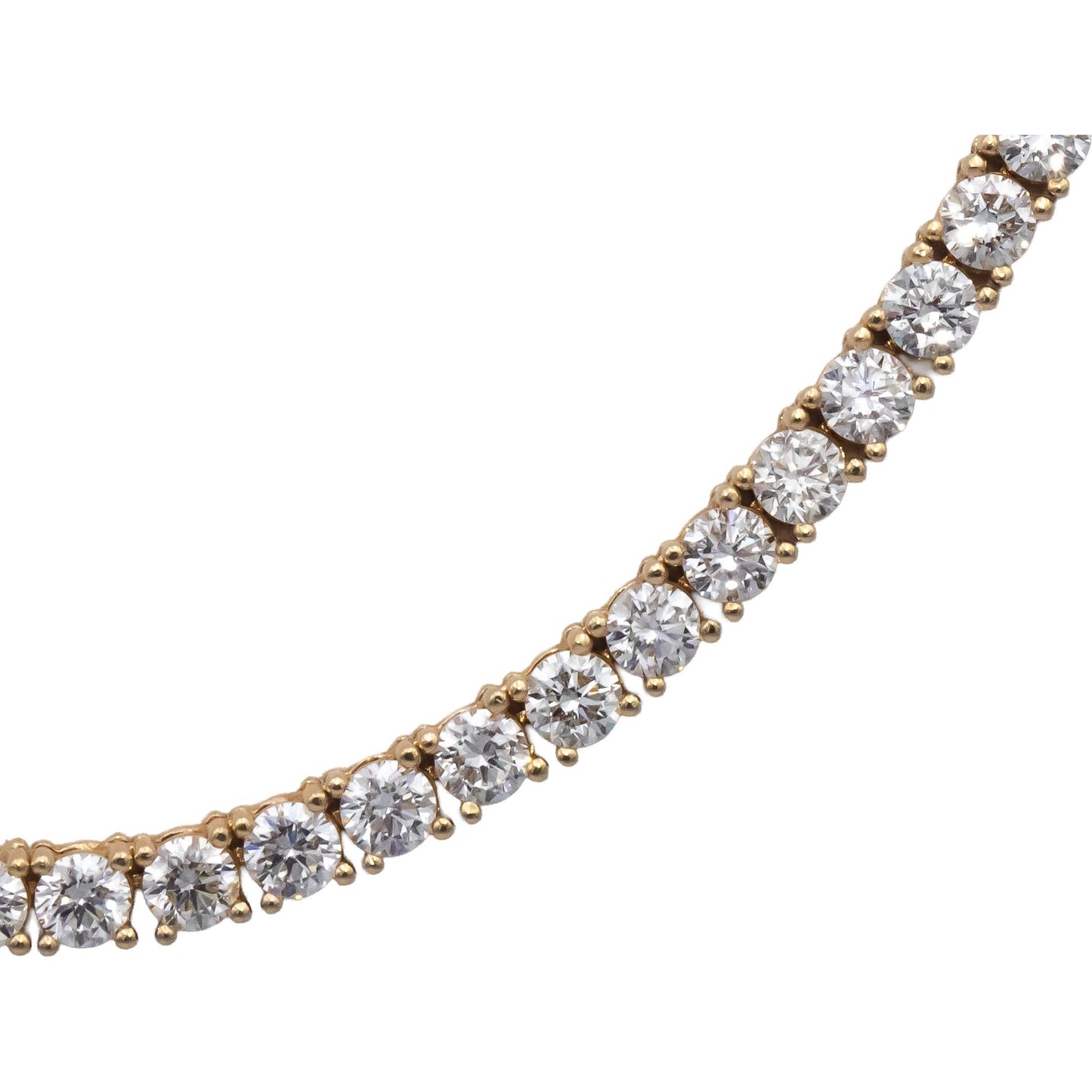 14k Yellow Gold VS Round Diamond Tennis Necklace 10.41CT