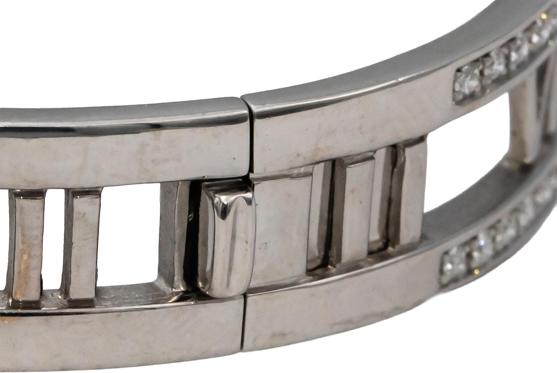 TIFFANY & CO. 18k White Gold Round VS Diamond Atlas Bangle Bracelet 1.0CT $16500