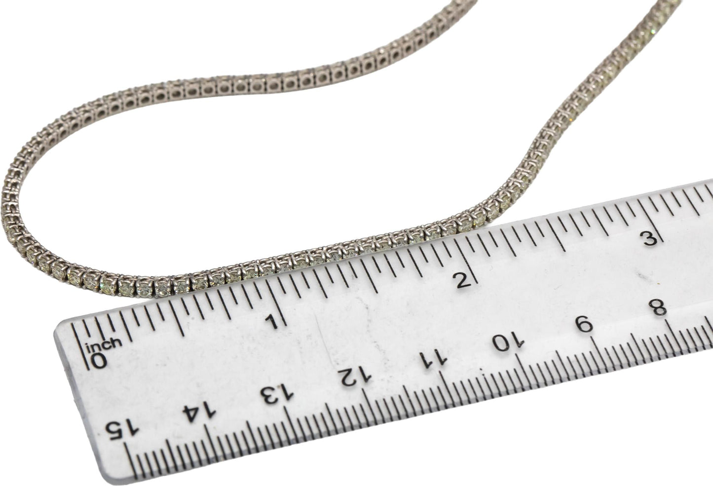 14k White Gold Round Light Yellow Diamond Tennis Necklace 4.42CT