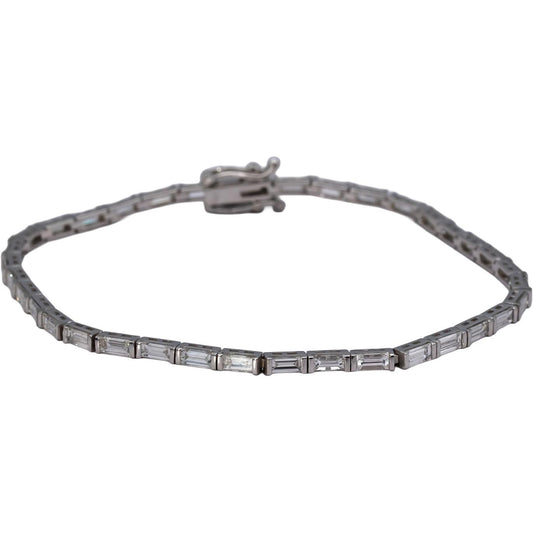 14k White Gold VS Emerald Cut Diamond Tennis Bracelet 3.94CT