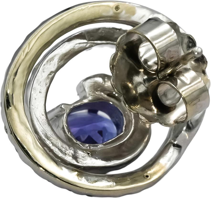 14k White Gold Oval Tanzanite Round Diamond Spiral Earrings 4.0CTW