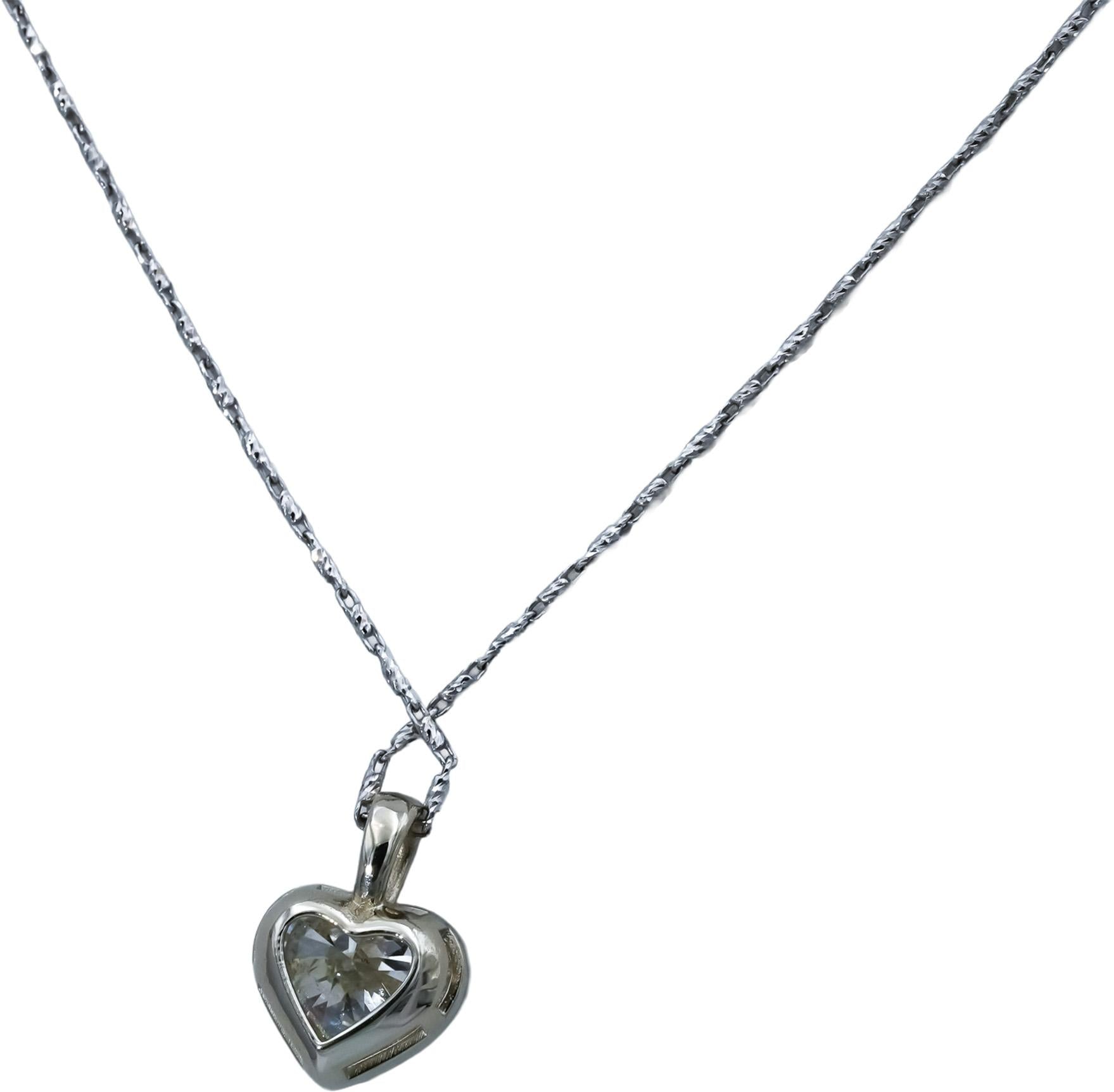 HRD Certified 14k White Gold Heart Cut Solitaire Diamond Pendant Necklace 2.01CT