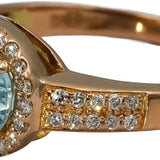 LE VIAN 14k Rose Gold Diamond and Aquamarine Ring 2.33CT Size 8.75
