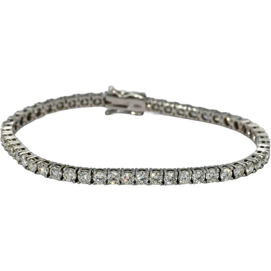 14k White Gold Round Diamond Tennis Bracelet 6.95CT