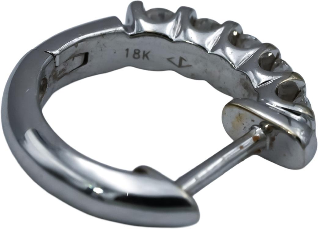 18k White Gold VS Round Diamond Huggie Earrings 0.50CT