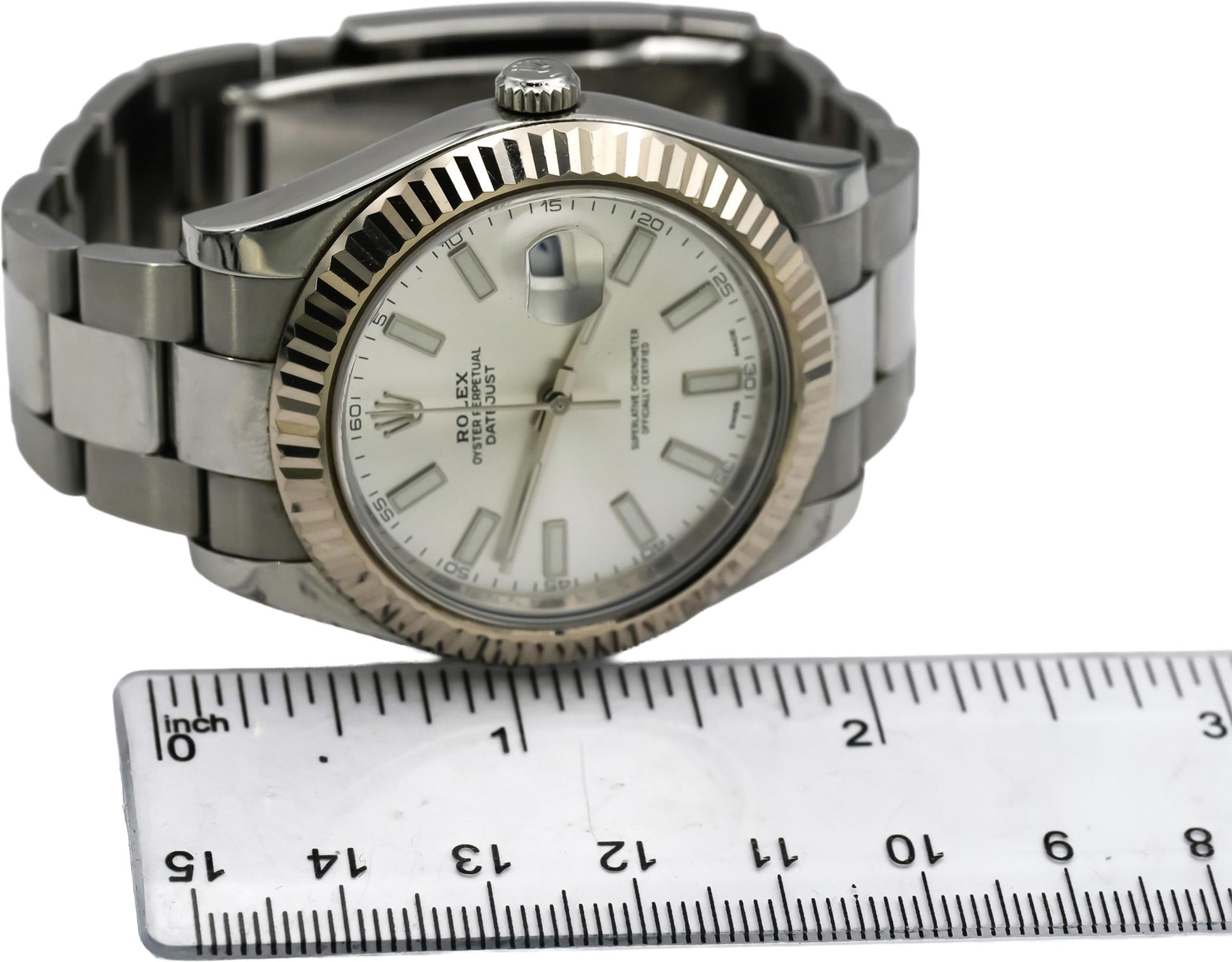 ROLEX Stainless Steel 18k White Gold Datejust II 41mm Watch Ref116334 w/ Papers