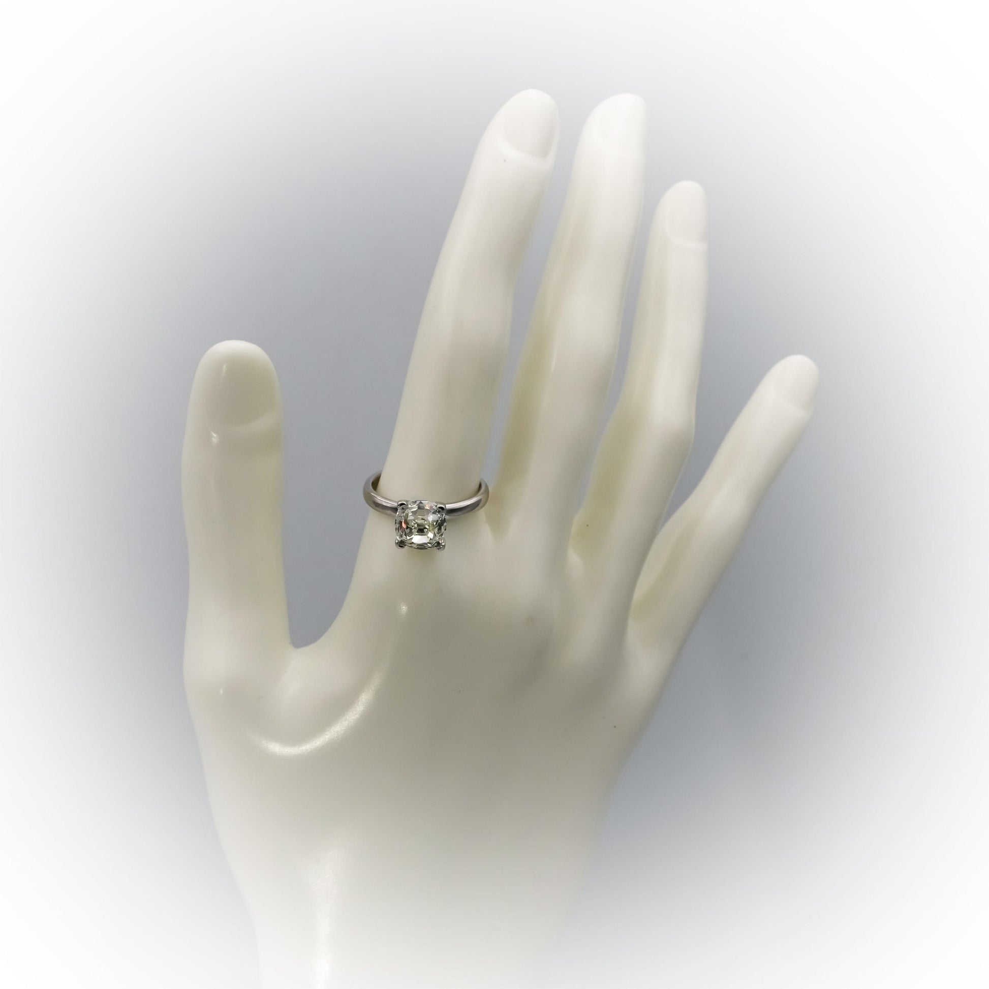 GIA Certified Platinum VS2/K Old Mine Cut Diamond Engagement Ring 3.02CT Size 7