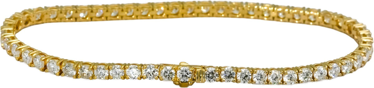 14k Yellow Gold VS Round Lab-Grown Diamond Tennis Bracelet 5.45CT