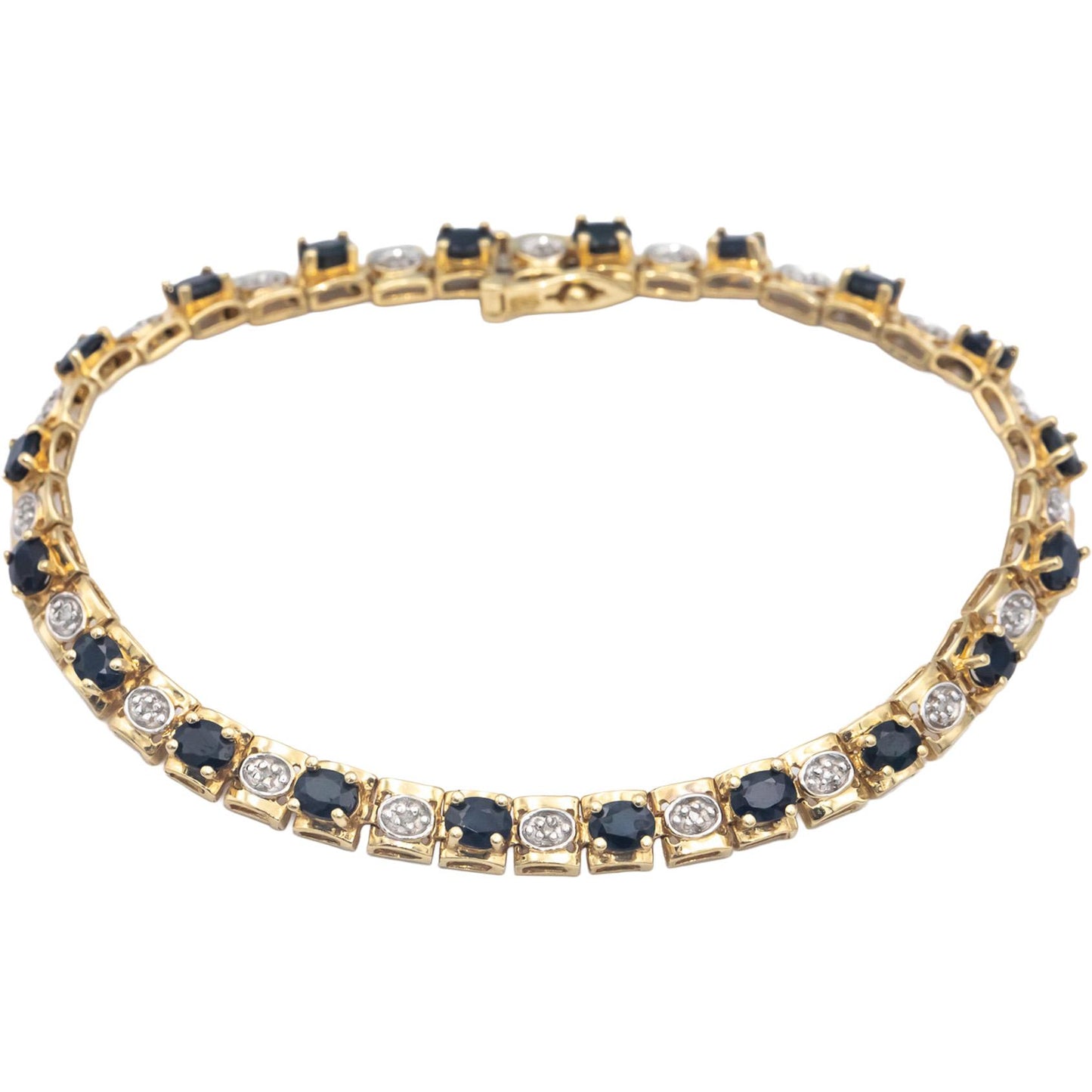 14k Yellow Gold 4.07CT Diamond and Sapphire Fancy Line Bracelet
