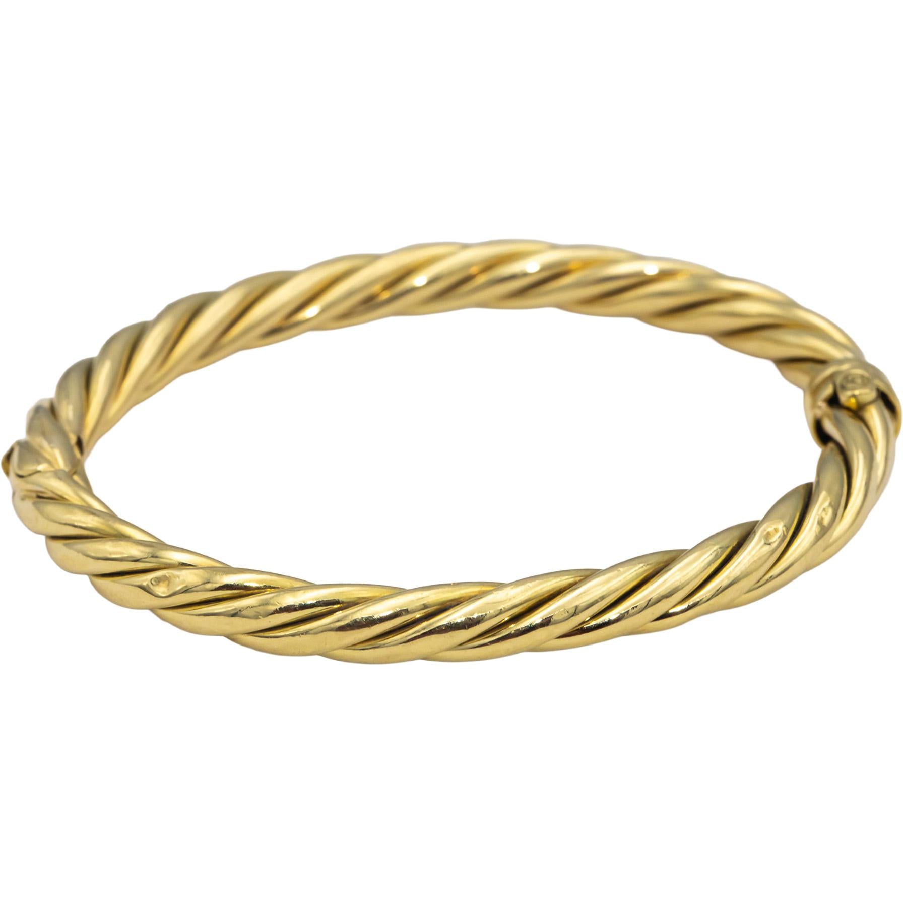DAVID YURMAN 18k Yellow Gold Rope Twist Bangle Bracelet