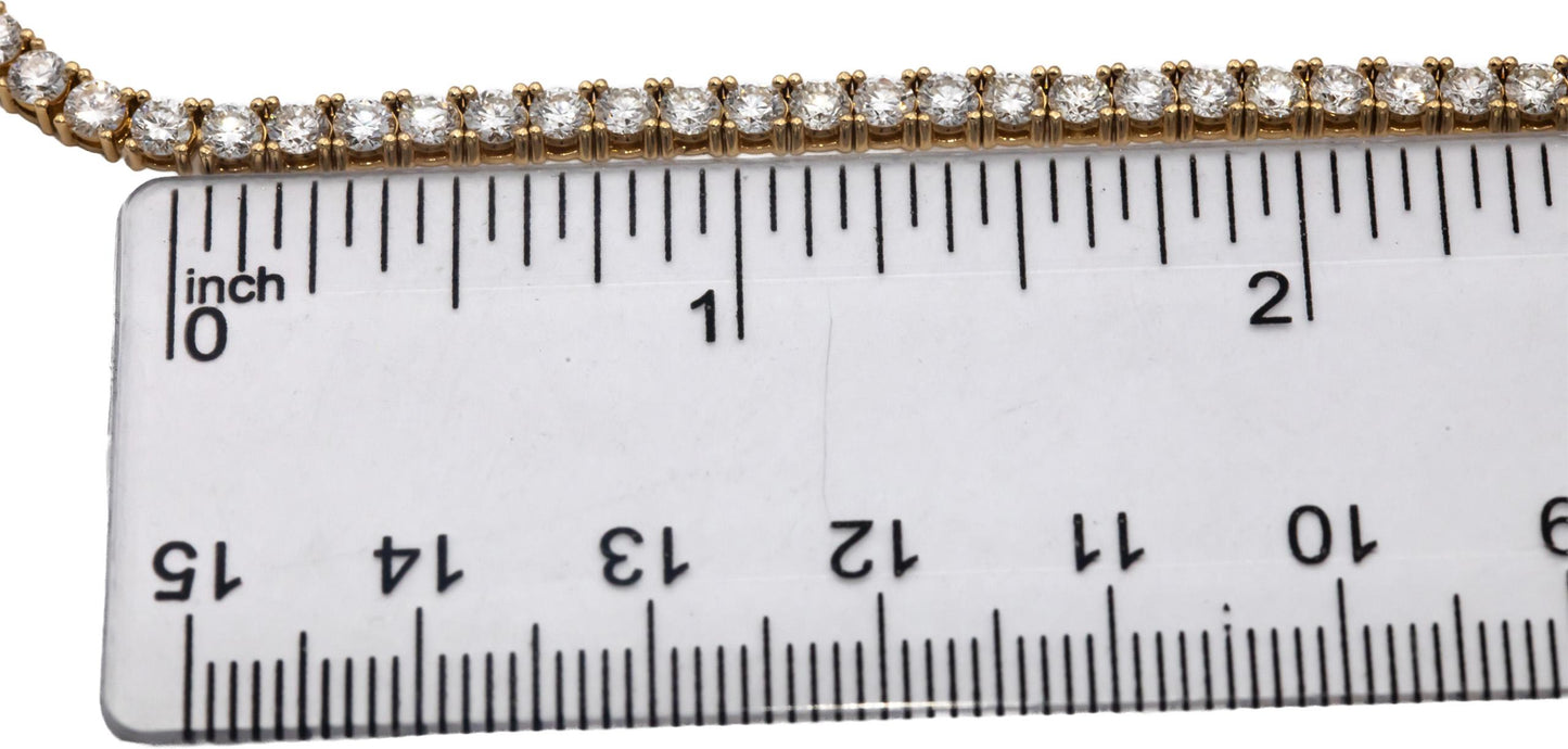 14k Yellow Gold VS Round Diamond Tennis Necklace 10.41CT