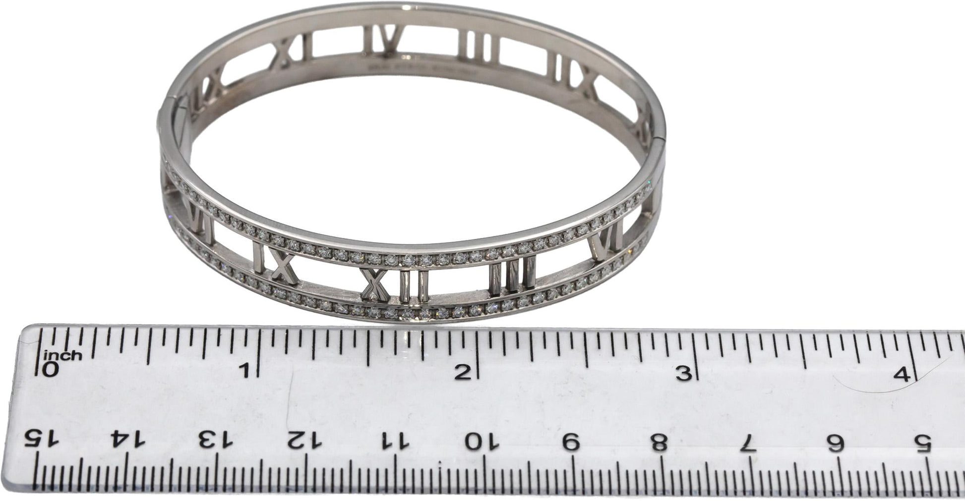 TIFFANY & CO. 18k White Gold Round VS Diamond Atlas Bangle Bracelet 1.0CT $16500