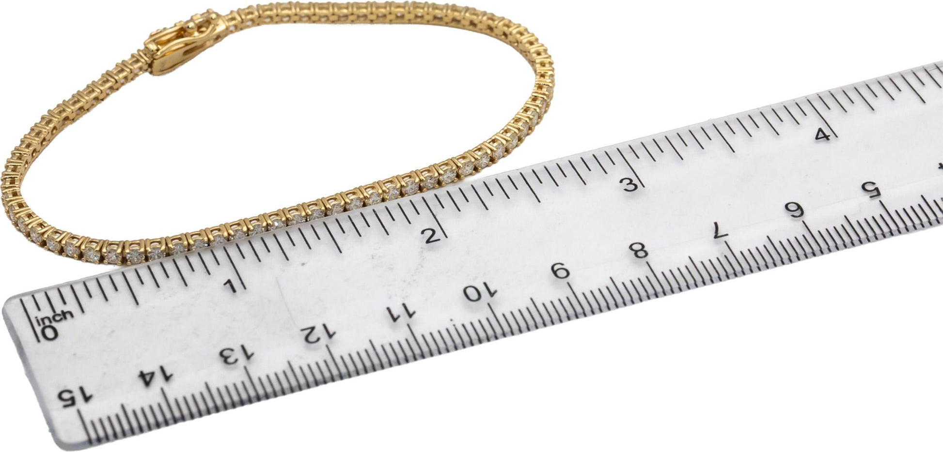 14k Yellow Gold VS Round Diamond Tennis Bracelet 3.07CT