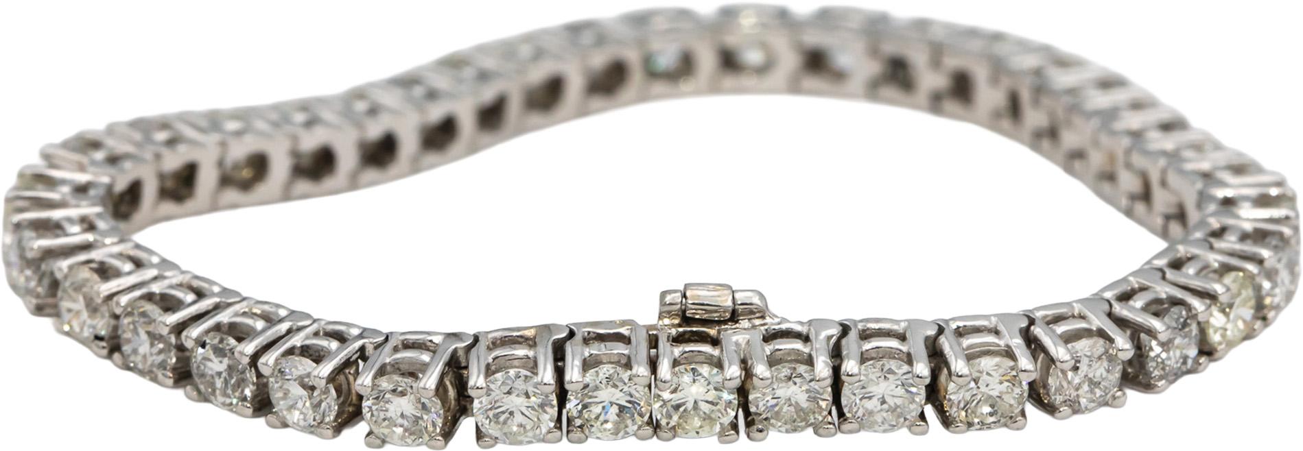 14k White Gold Round Diamond Tennis Bracelet 11.61CT