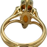 14k Yellow Gold Opal Diamond and Emerald Cocktail Ring Size 4.5