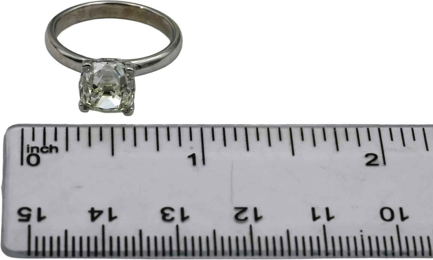 GIA Certified Platinum VS2/K Old Mine Cut Diamond Engagement Ring 3.02CT Size 7