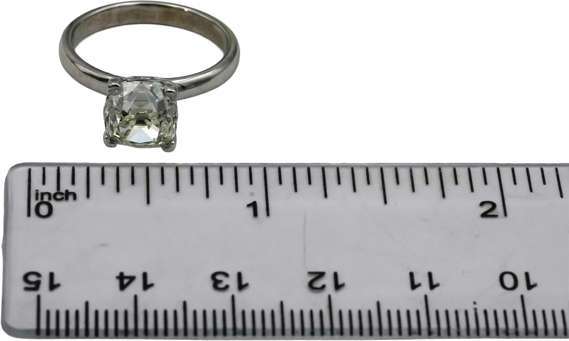 GIA Certified Platinum VS2/K Old Mine Cut Diamond Engagement Ring 3.02CT Size 7
