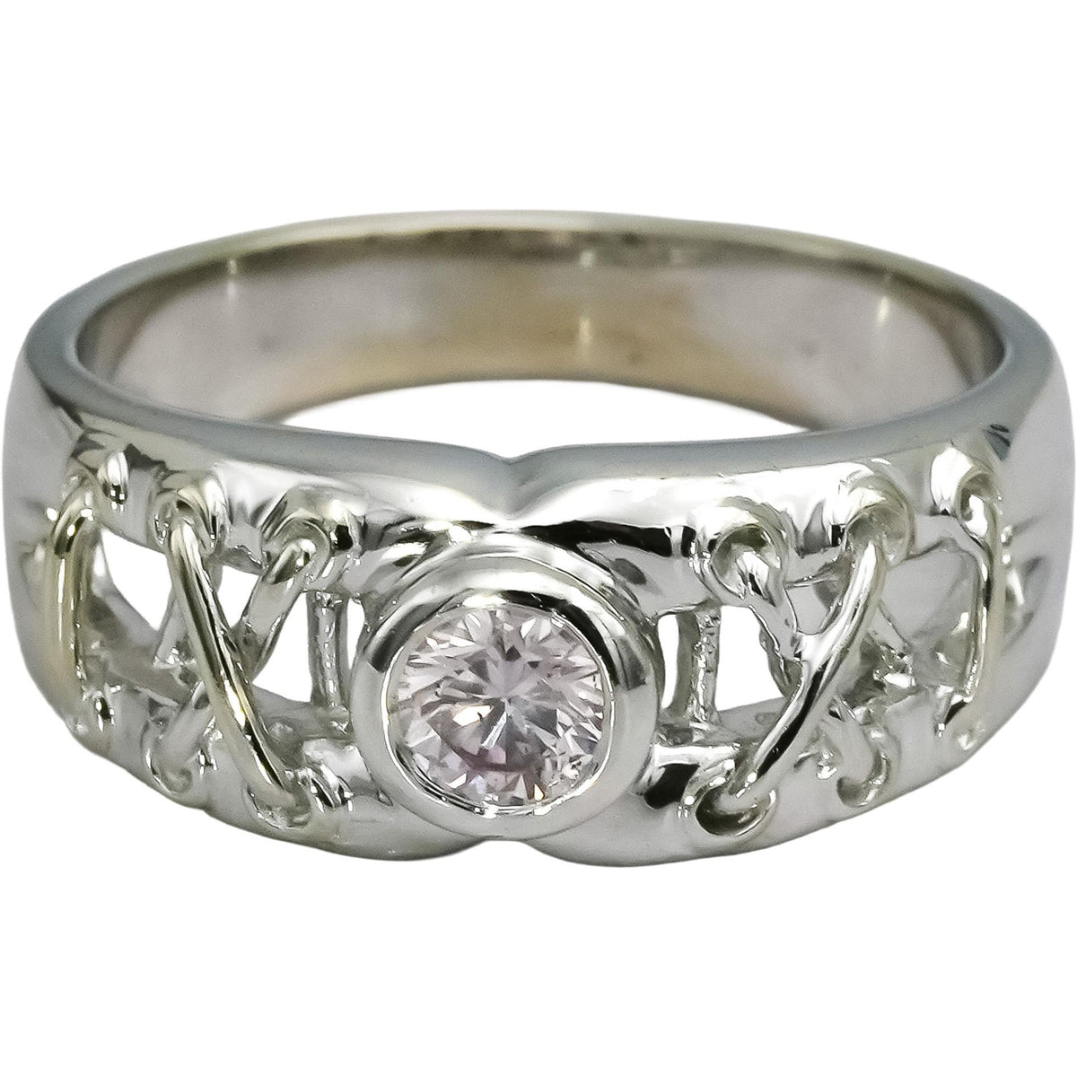 14k White Gold Round Diamond Band Ring 0.33CT Size 6.75