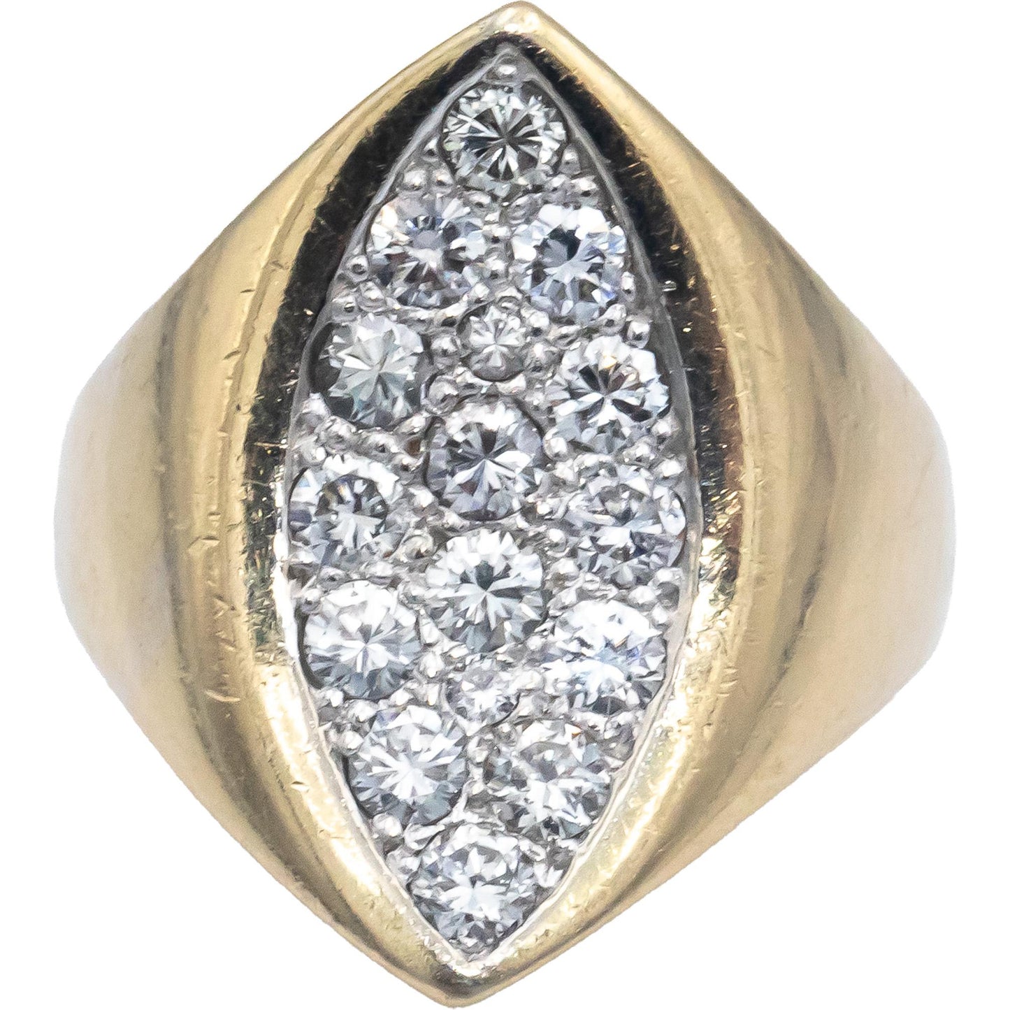 14k Yellow & White Gold 0.70CT VS Round Cut Diamond Cocktail Ring Size 6