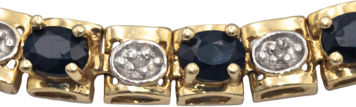14k Yellow Gold 4.07CT Diamond and Sapphire Fancy Line Bracelet