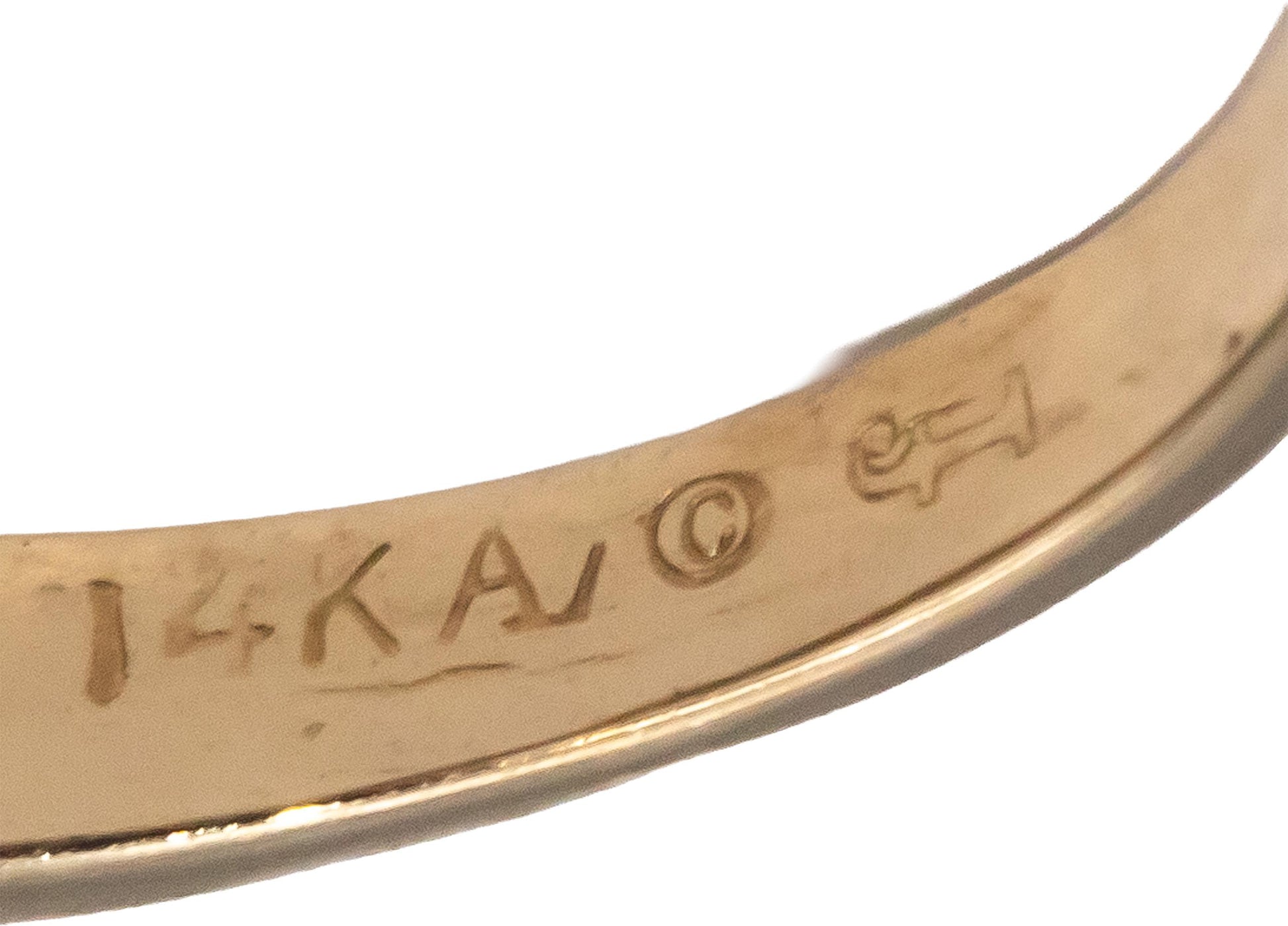 14k Yellow Gold Round Diamond Oval Emerald Cocktail Ring 0.70CT Size 7