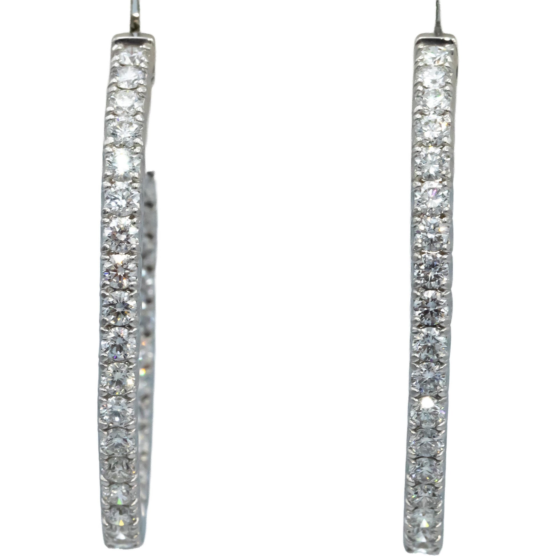 18k White Gold VS Round Diamond Inside Out Oval Hoop Earrings 5.72CT