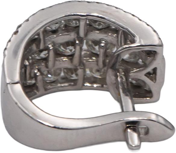 14k White Gold Round Diamond Curved Cluster Earrings 2.0CTW