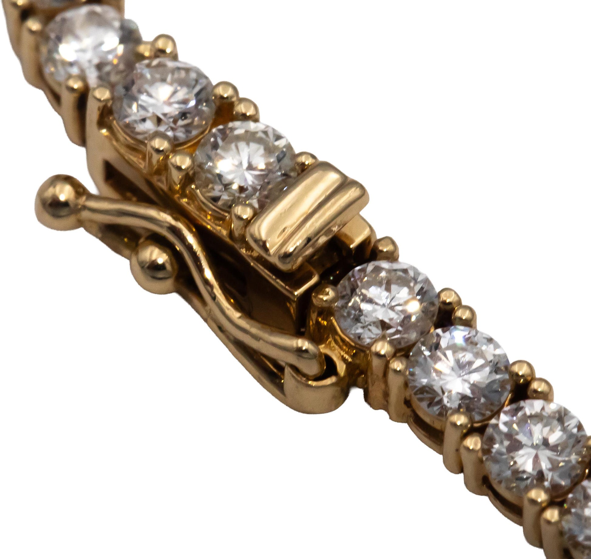 14k Yellow Gold VS Round Diamond Tennis Necklace 10.41CT
