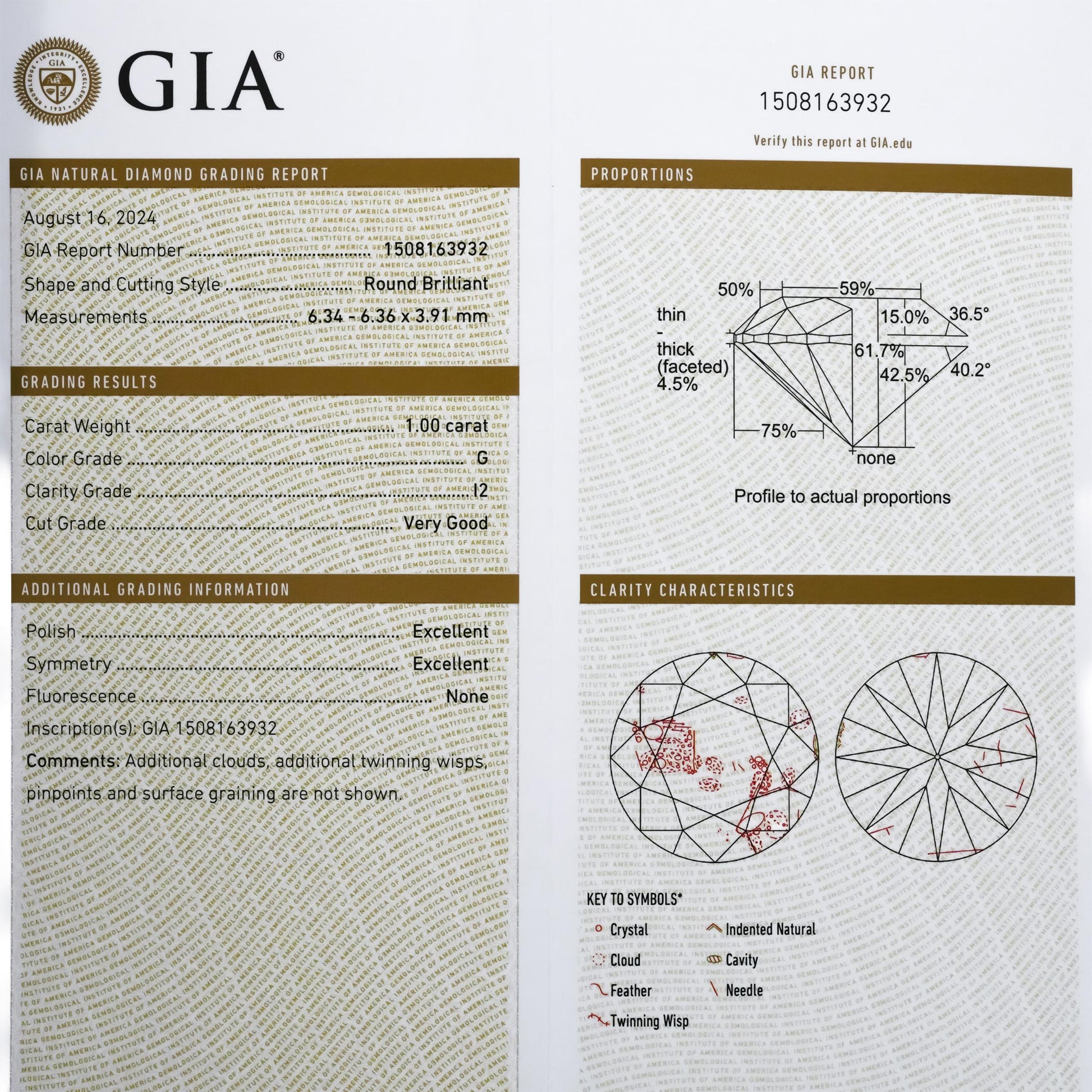 GIA Certified I2/G Round Cut Natural Diamond Loose Stone 1.00CT