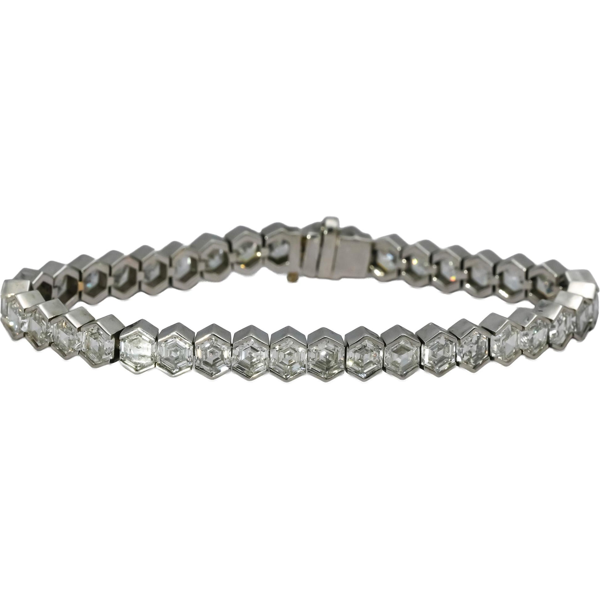 CGL Certified 10k White Gold VS Special Cut Lab-Grown Diamond Bracelet 20.0CT