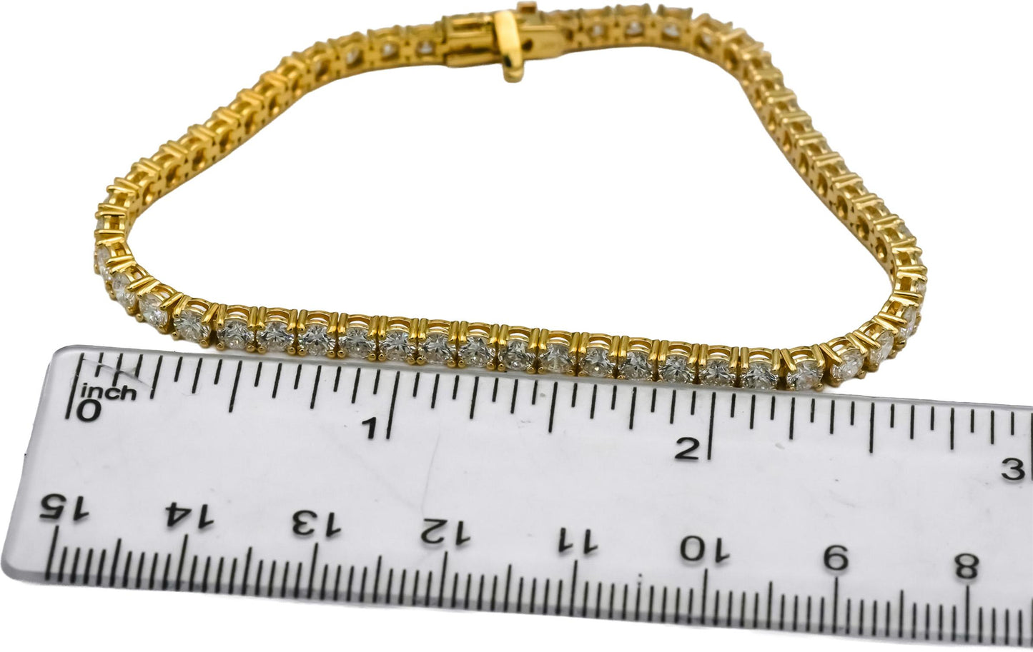 14k Yellow Gold VS Round Lab-Grown Diamond Tennis Bracelet 5.45CT