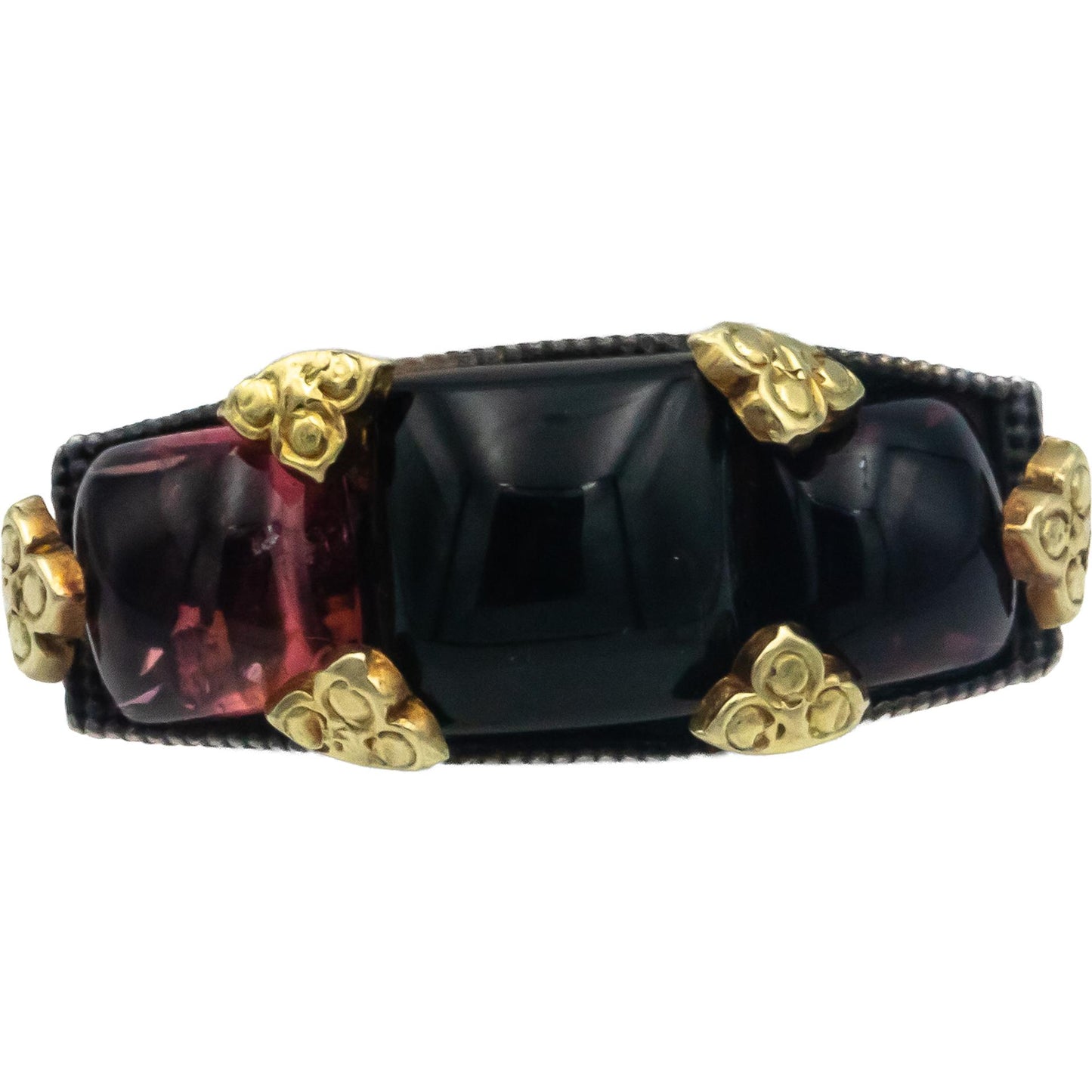 STAMBOLIAN 18k Gold Sterling Silver 6.71CT Tourmaline Sapphire Ring Size 6.75