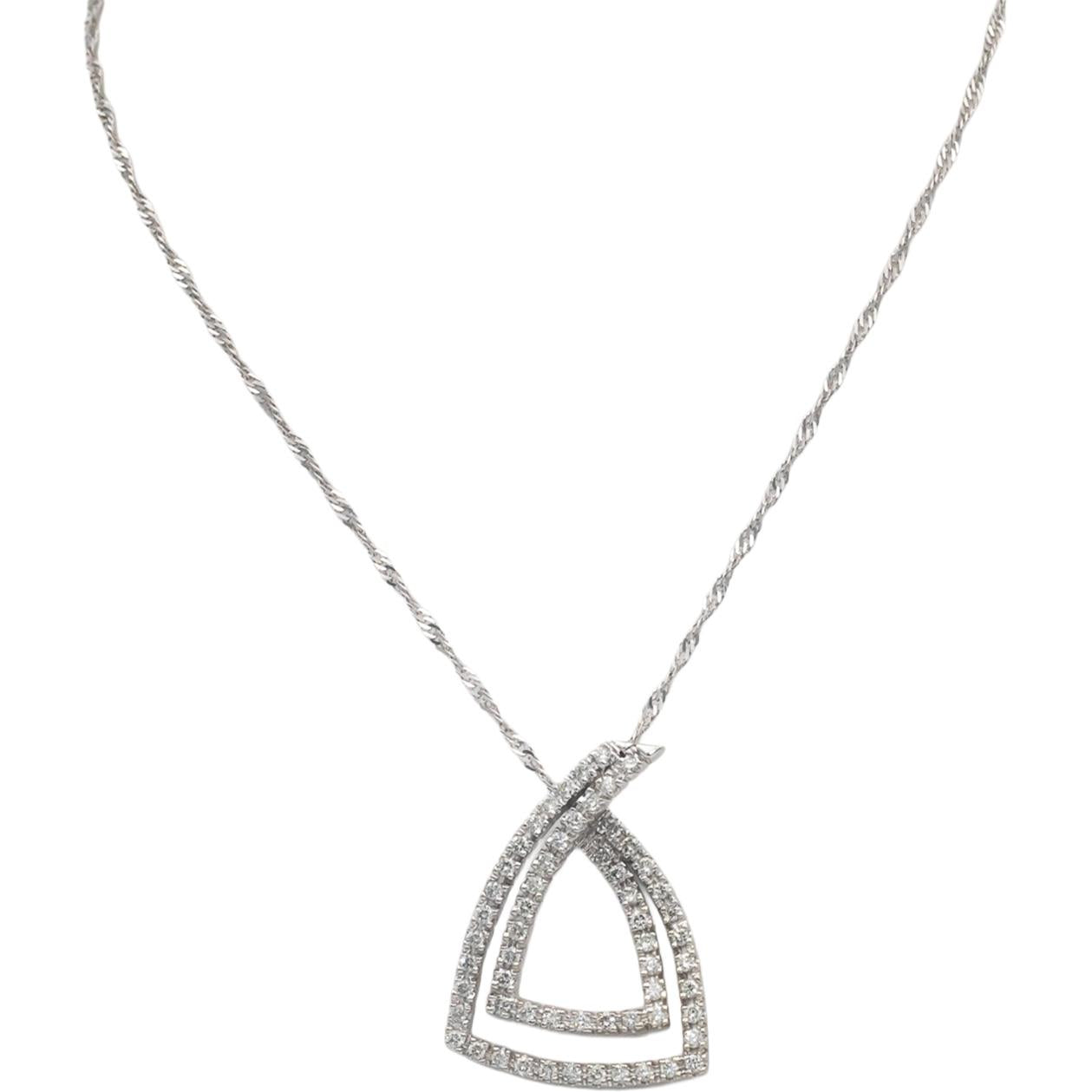 14k White Gold Jewelry 1.20CT Round Cut Diamond Abstract Pendant Necklace