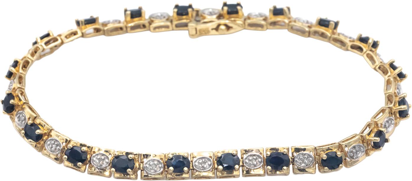 14k Yellow Gold 4.07CT Diamond and Sapphire Fancy Line Bracelet