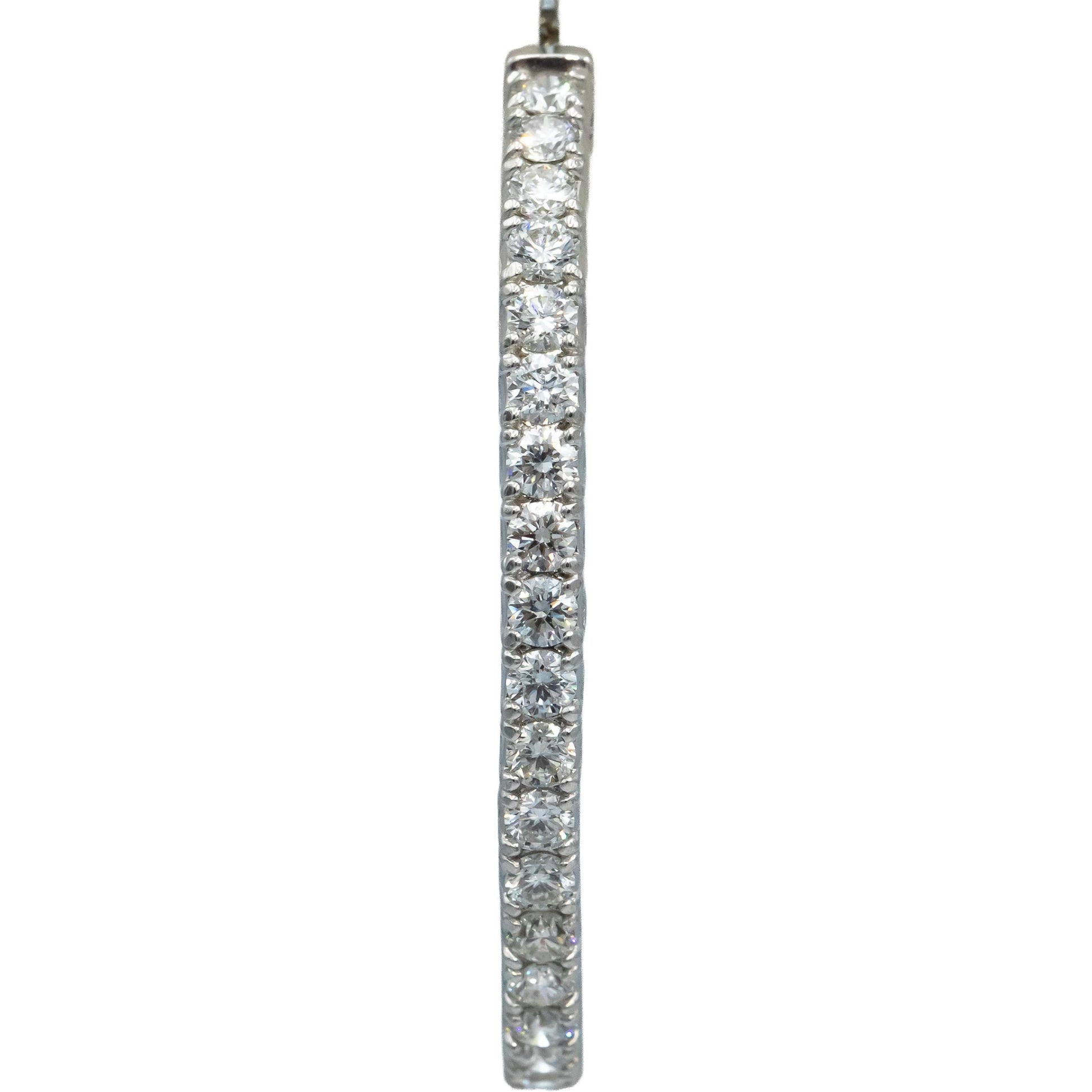 18k White Gold VS Round Diamond Inside Out Oval Hoop Earrings 5.72CT