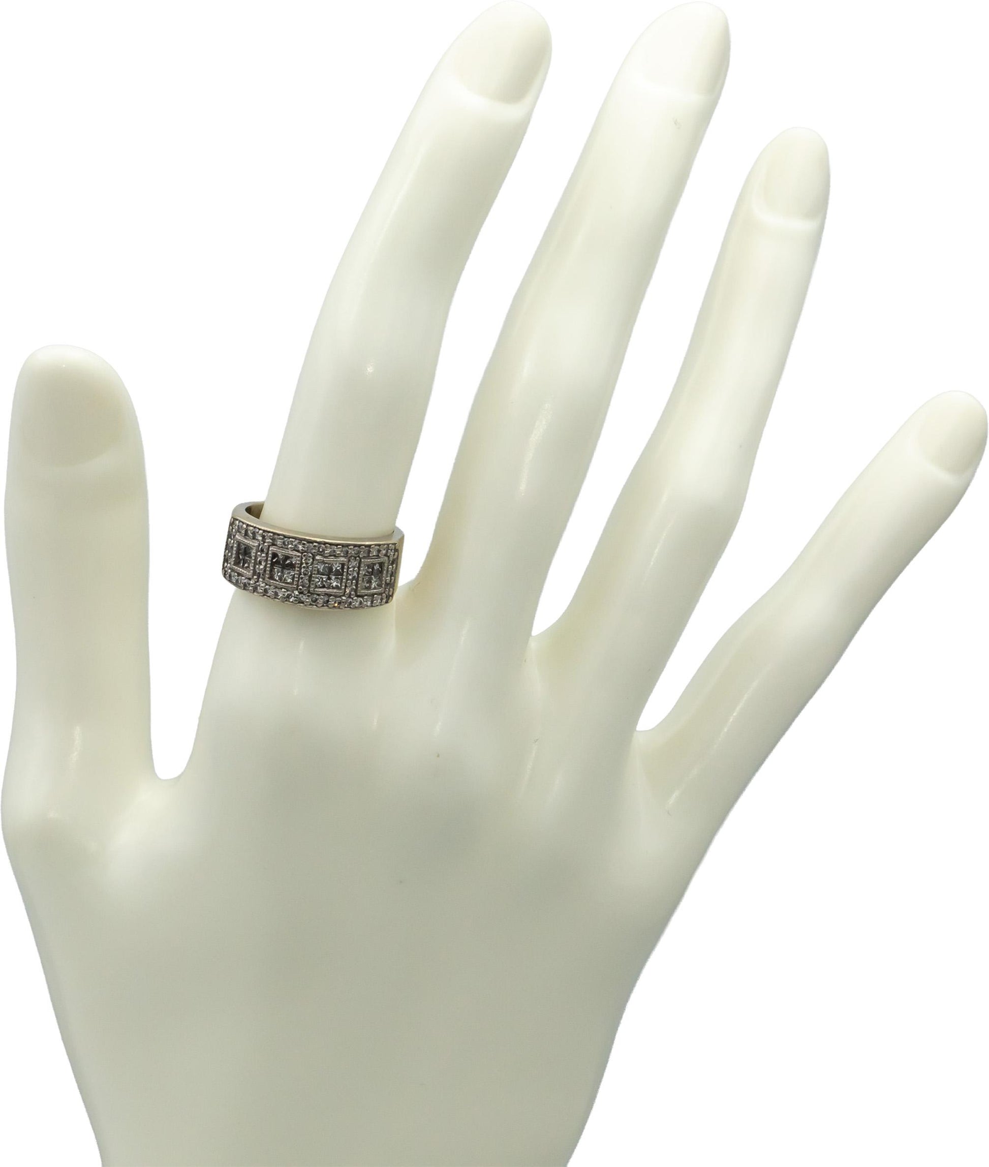 14k White Gold Princess and Round Diamond Band Ring 0.50CT Size 6