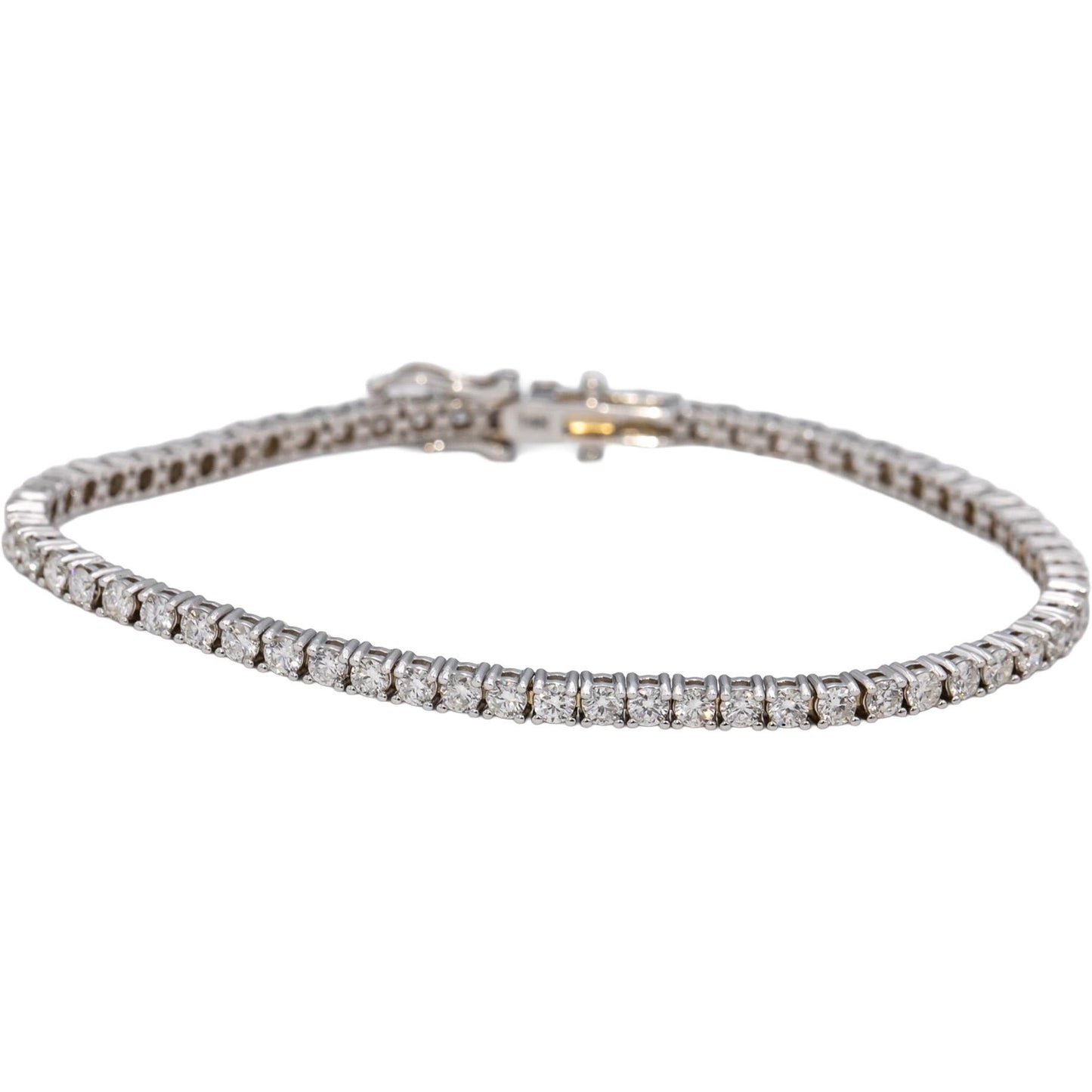 14k White Gold Round Diamond Tennis Bracelet 3.46CT