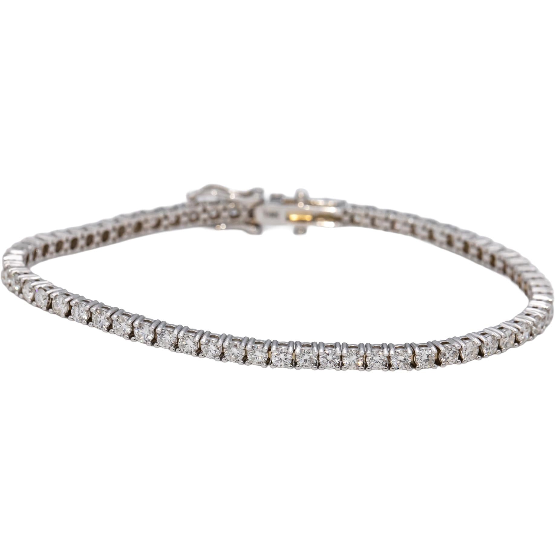 14k White Gold Round Diamond Tennis Bracelet 3.46CT