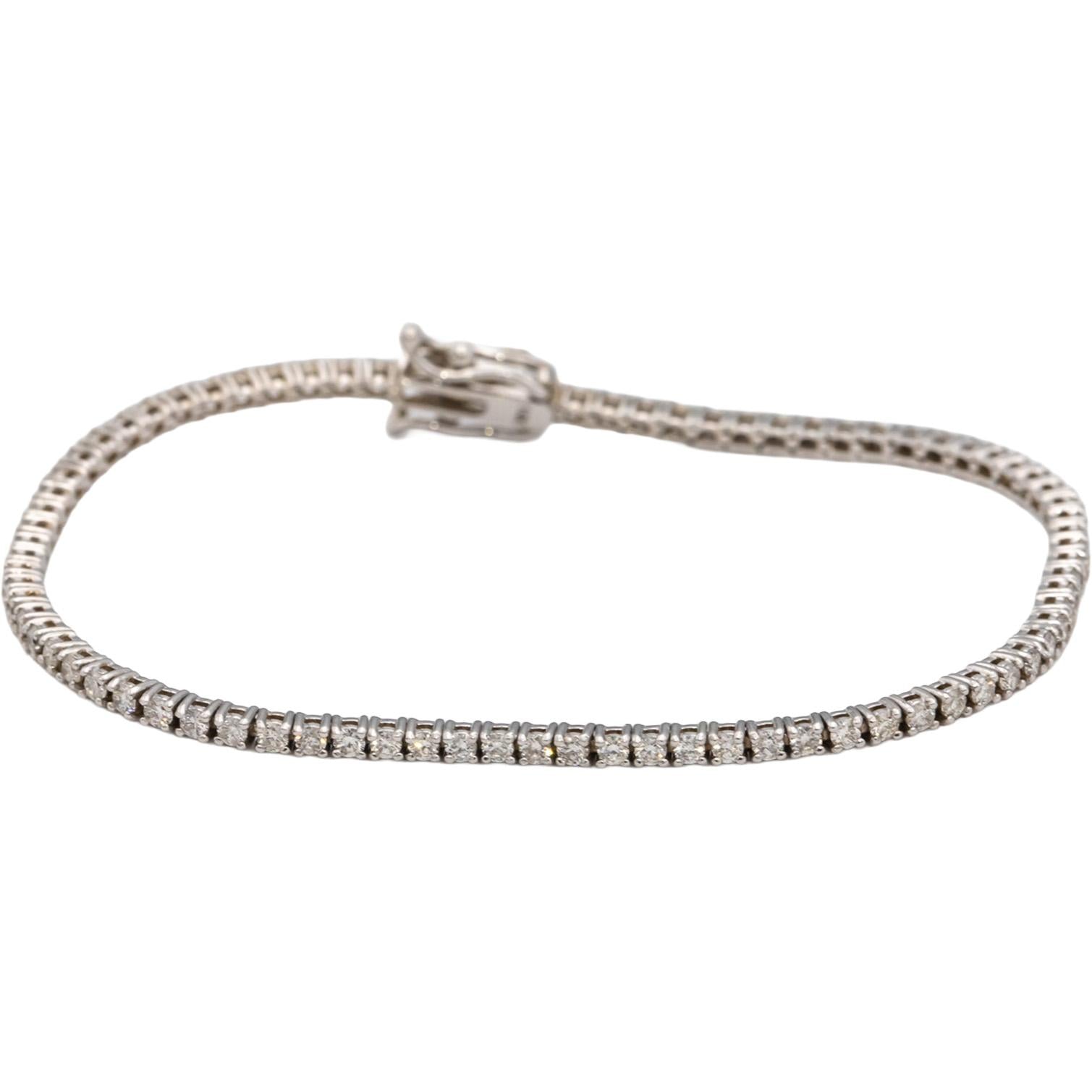 14k White Gold Round Diamond Tennis Bracelet 1.90CT