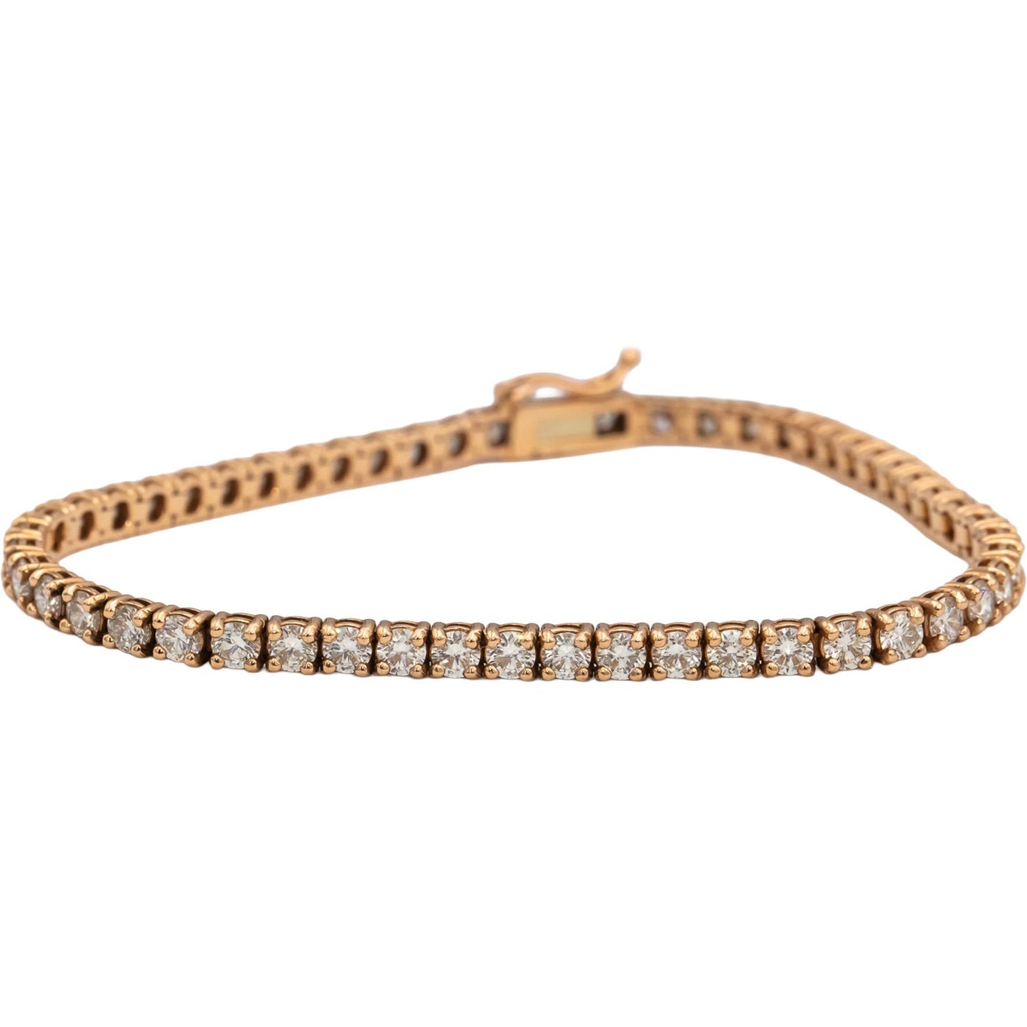 14k Rose Gold VS Round Diamond Tennis Bracelet 5.05CT