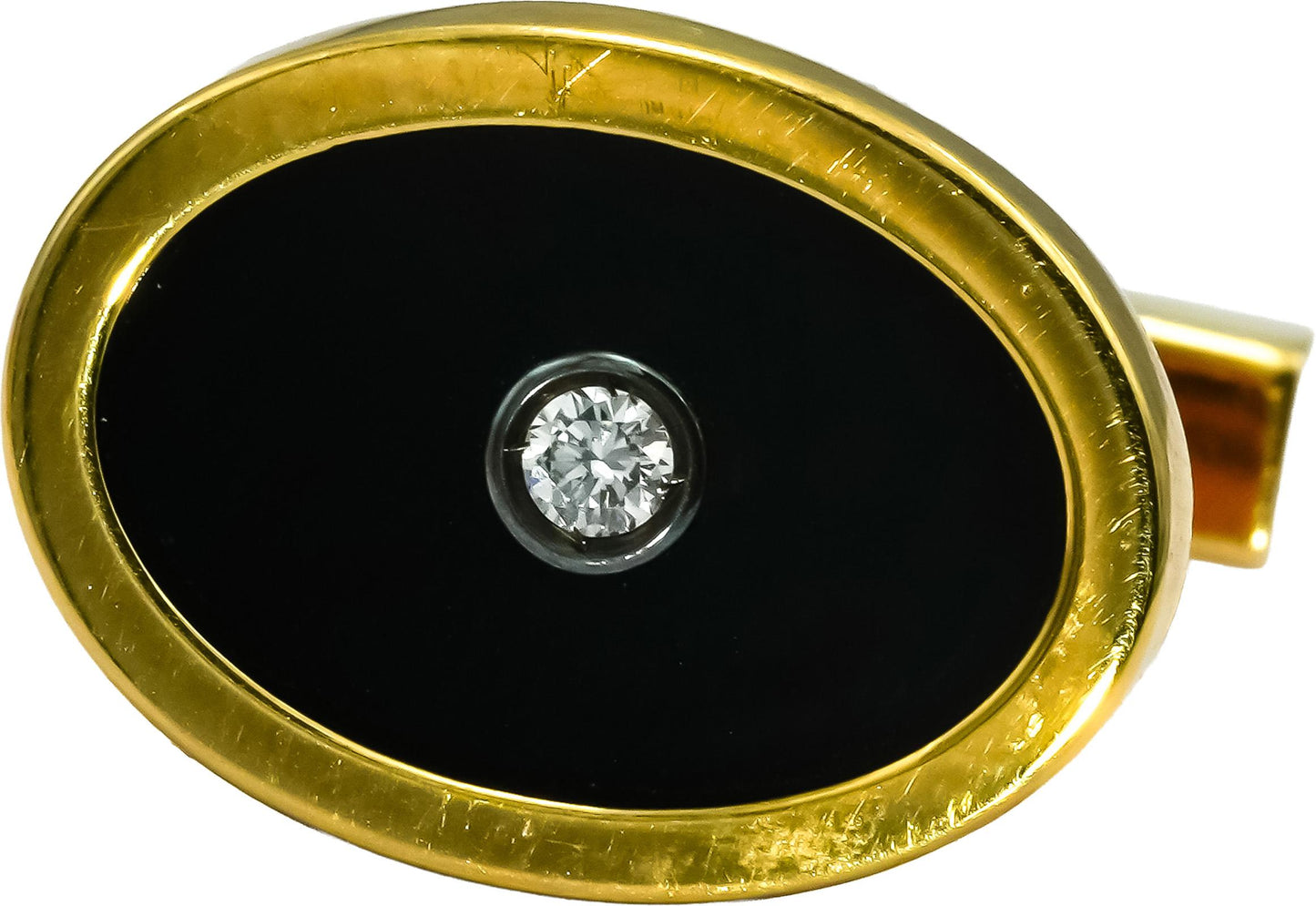 TIFFANY & CO. 18k Yellow Gold VS Diamond and Onyx Cufflinks and Stud Set 0.16CT