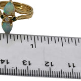 14k Yellow Gold Opal Diamond and Emerald Cocktail Ring Size 4.5