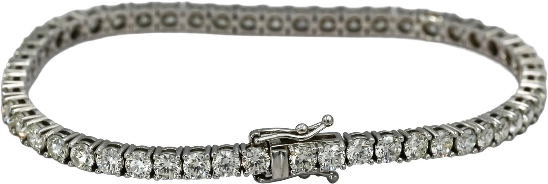 14k White Gold Round Diamond Tennis Bracelet 6.95CT