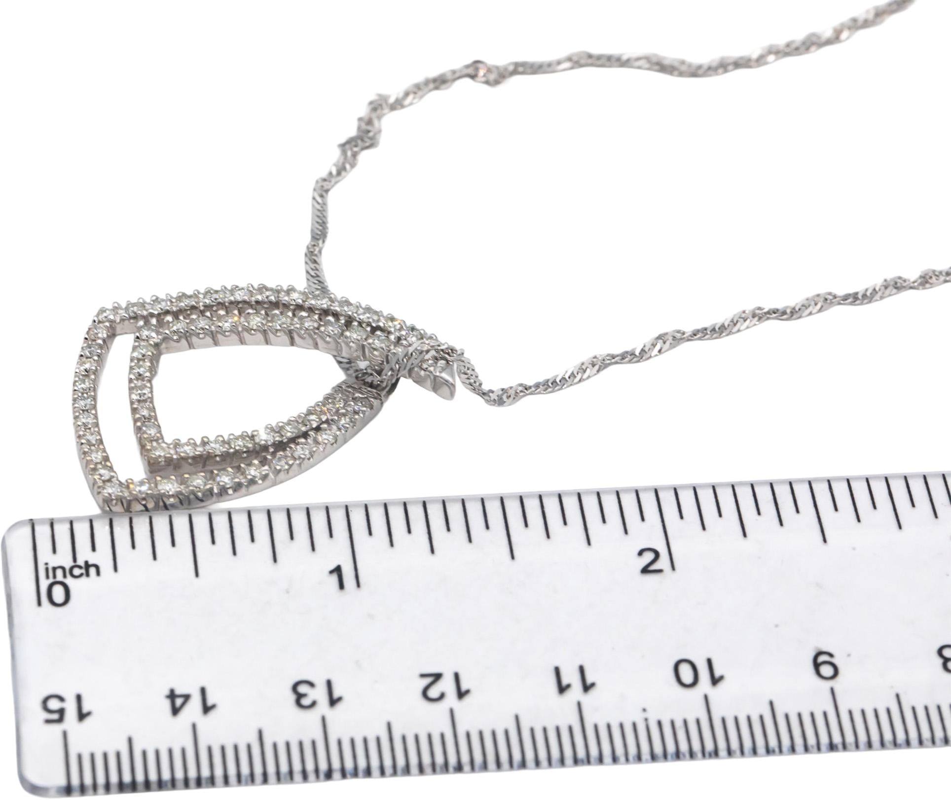 14k White Gold Jewelry 1.20CT Round Cut Diamond Abstract Pendant Necklace