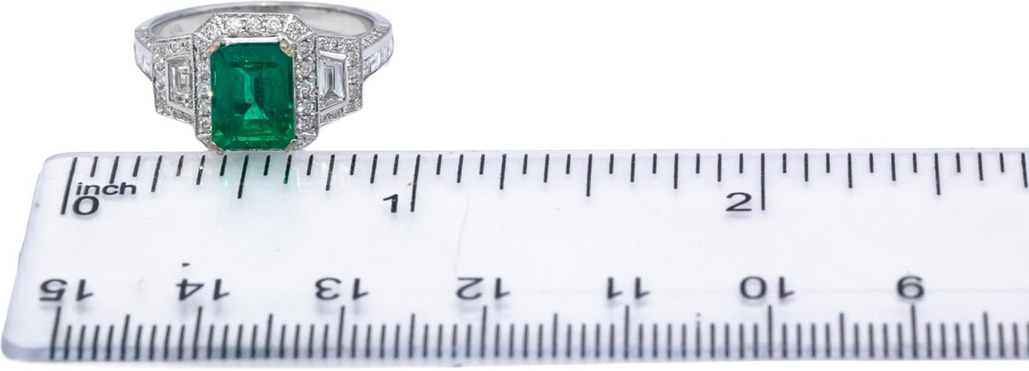 GIA Certified 18k White Gold Zambia Emerald & Diamond Cocktail Ring 2.34CT