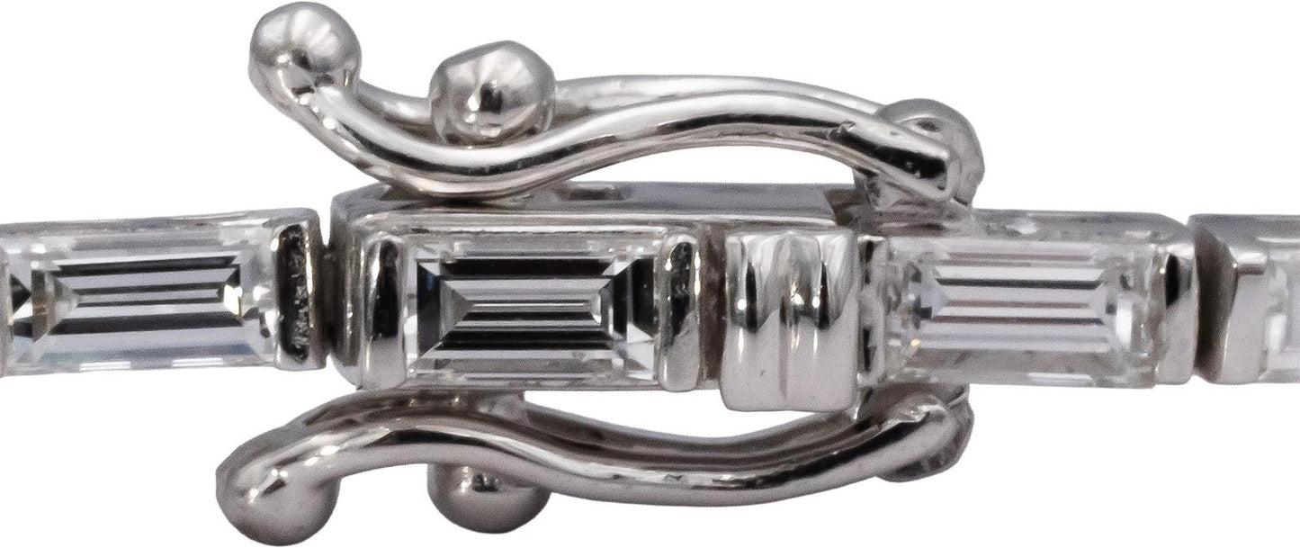 14k White Gold VS Emerald Cut Diamond Tennis Bracelet 3.94CT