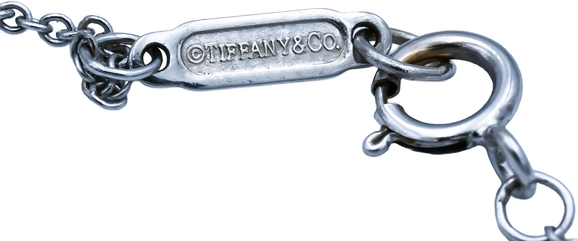 TIFFANY & CO. 18k White Gold VS Round Diamond Heart Key Pendant Necklace 0.12CT
