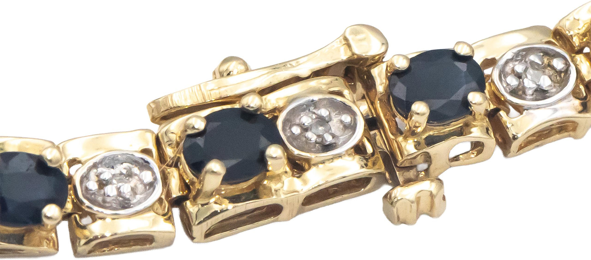 14k Yellow Gold 4.07CT Diamond and Sapphire Fancy Line Bracelet