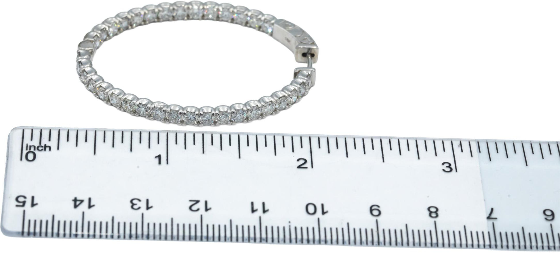 18k White Gold VS Round Diamond Inside Out Oval Hoop Earrings 5.72CT